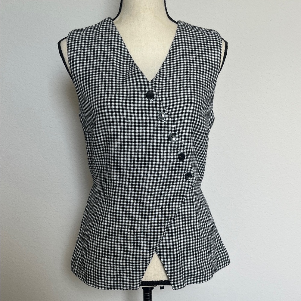 Abercrombie Black & White Gingham Button Front Sleeveless Top